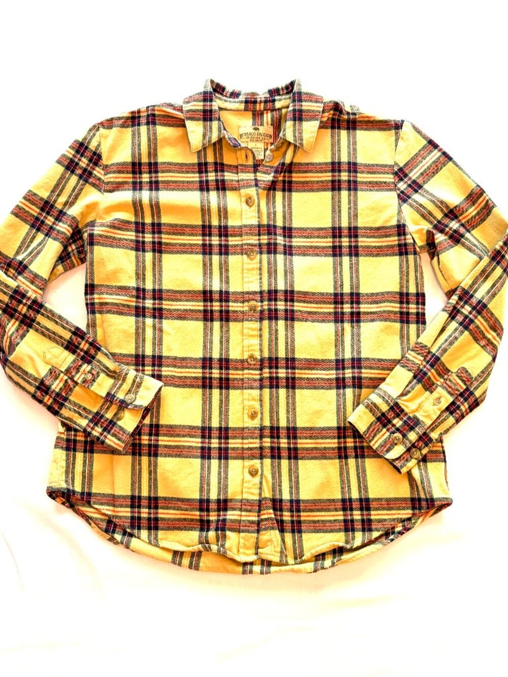 Buffalo Jackson flannel shirt S yellow cotton